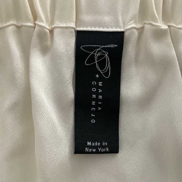 Zero+Maria Cornejo Skirt Sz 4 White Midi Elastic Waist Cut Outs Minimalist Chic - Picture 3 of 8